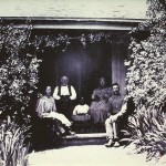 Mr.& Mrs. Charles Thomas, Emma, Friend and Maid on Porch of Ranch house 1880′s